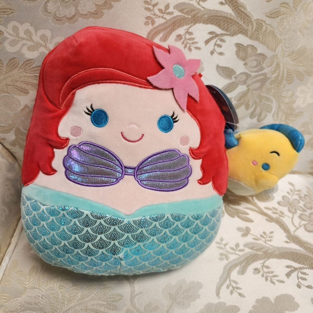 Squishmallow Ariel and Flounder Disney Squishmallows 10” and 4”
